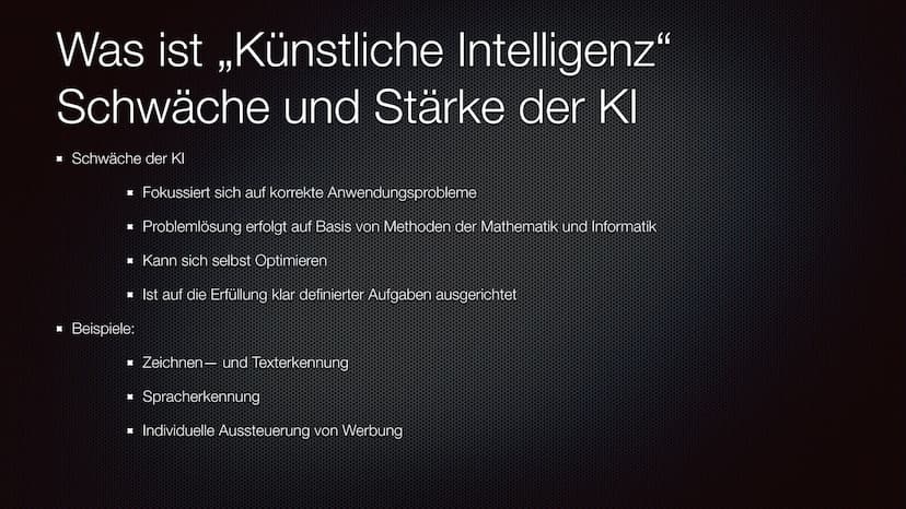 Künstliche Intelligenz
Von: Hannes Bauer Inhaltsverzeichnis
* Was ist ,,Künstliche Intelligenz"?
*
* Maschinelles Lernen
Kl im Einsatz
Schwä