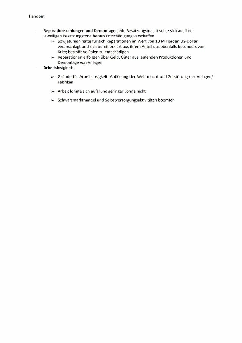Handout
Beschlüsse der Potsdamer Konferenz und deren Auswirkungen für
Deutschland
Potsdamer Konferenz:
Am 17. Juli bis zum 2. August 1945
Te