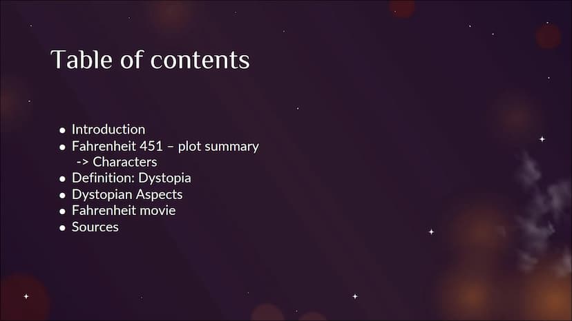 Fahrenheit 451 - Summary Notes
Notízen zu meinem Vortrag über das Buch „Fahrenheit 451" - die Notízen dienen zum
vortragen des Inhalts des B