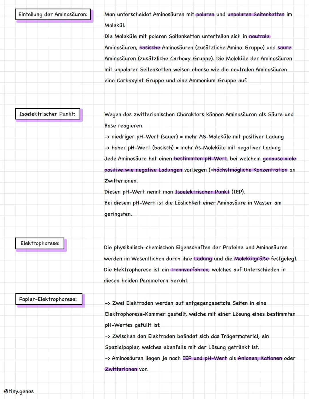 # Aminosäuren und Proteine

Aminosäuren:
Aminosäuren sind der kleinste Baustein (Monomer) der Proteine. Sie setzen sich
aus einer Aminogrupp