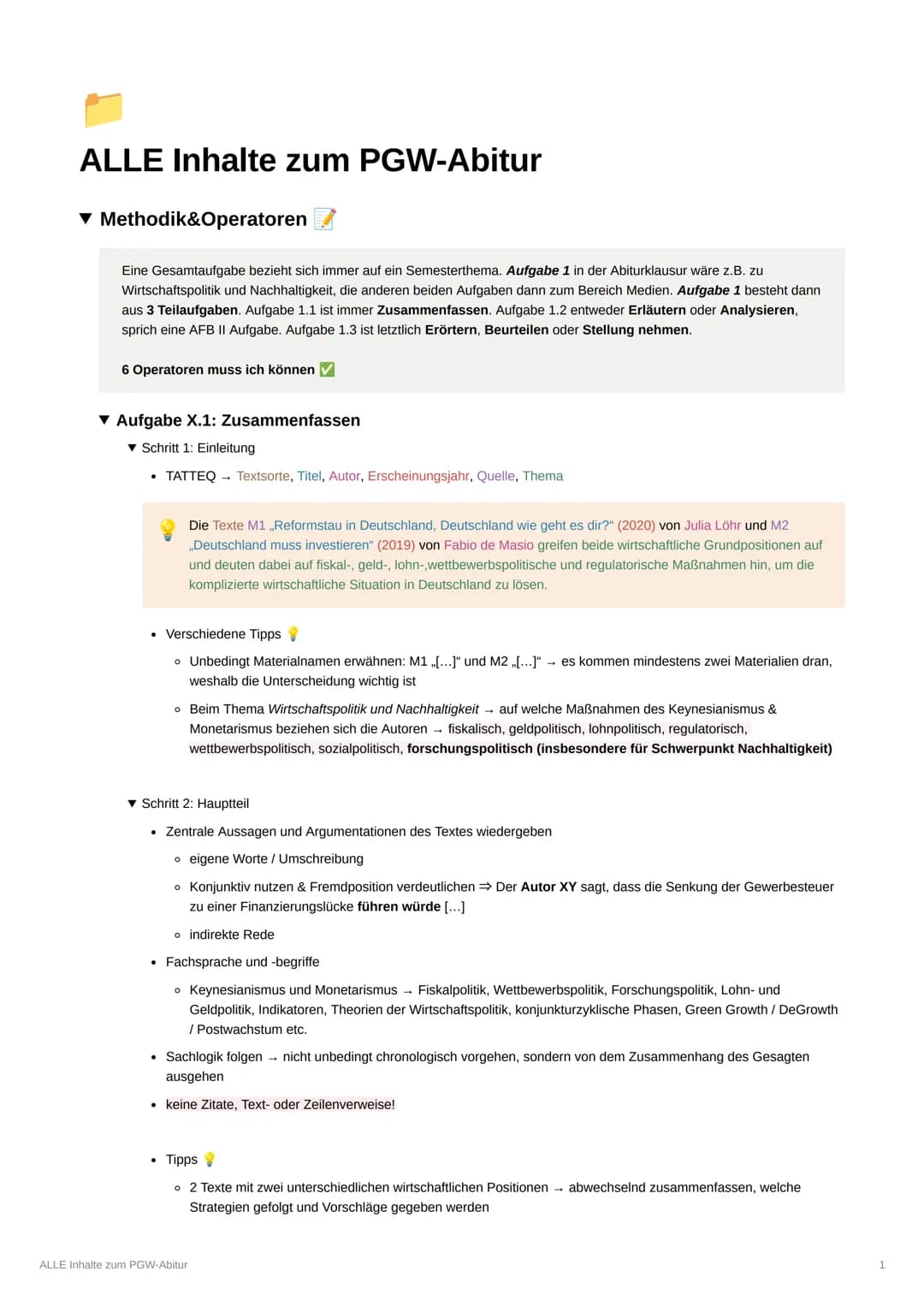 ALLE Inhalte zum PGW-Abitur
▼ Methodik&Operatoren
Eine Gesamtaufgabe bezieht sich immer auf ein Semesterthema. Aufgabe 1 in der Abiturklausu
