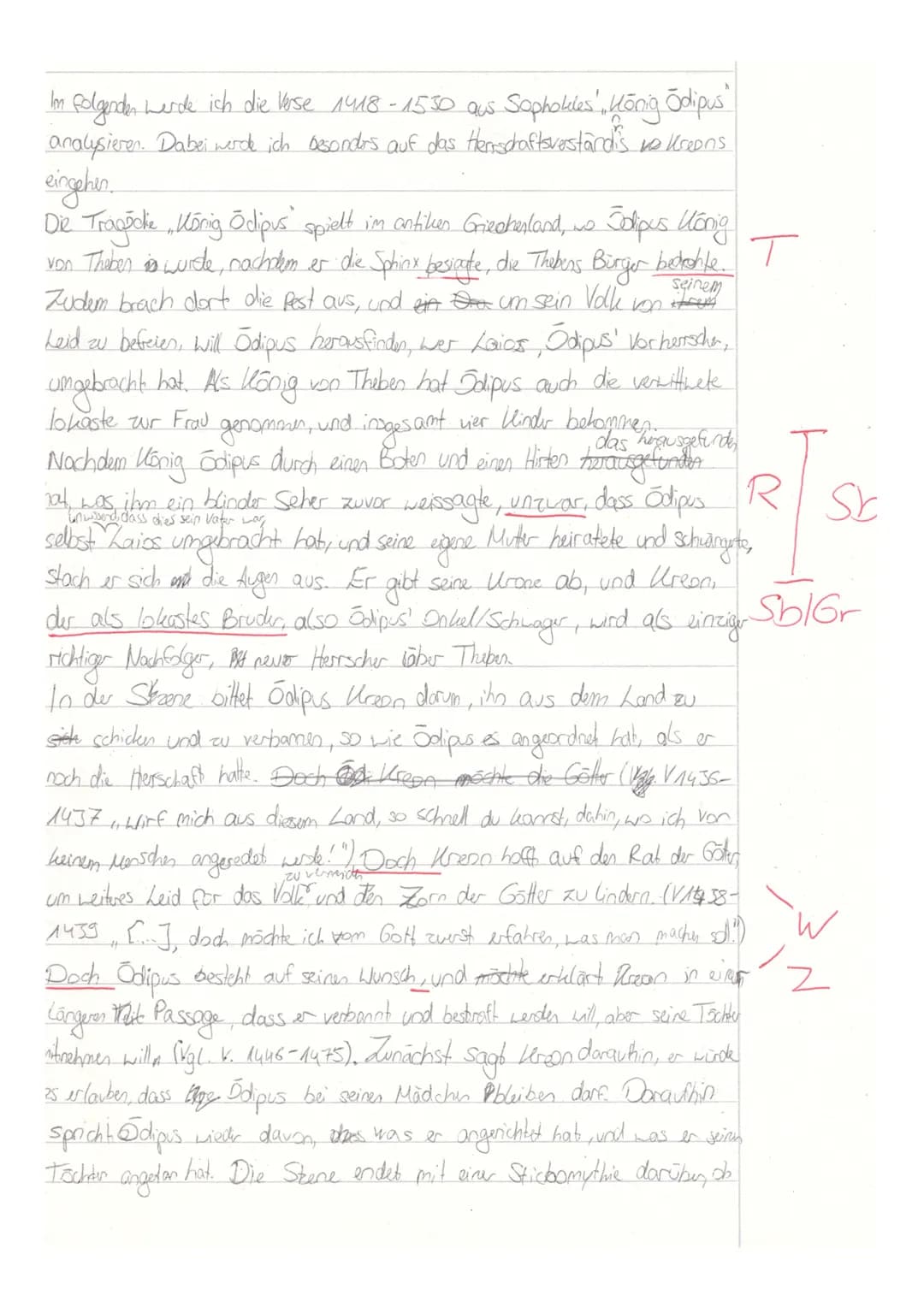Aufgabe:
Ordne die angegebene Textstelle (Zeilen 1418-1530) in den Werkzusammenhang ein und analysiere
die Gesprächsentwicklung in der angeg