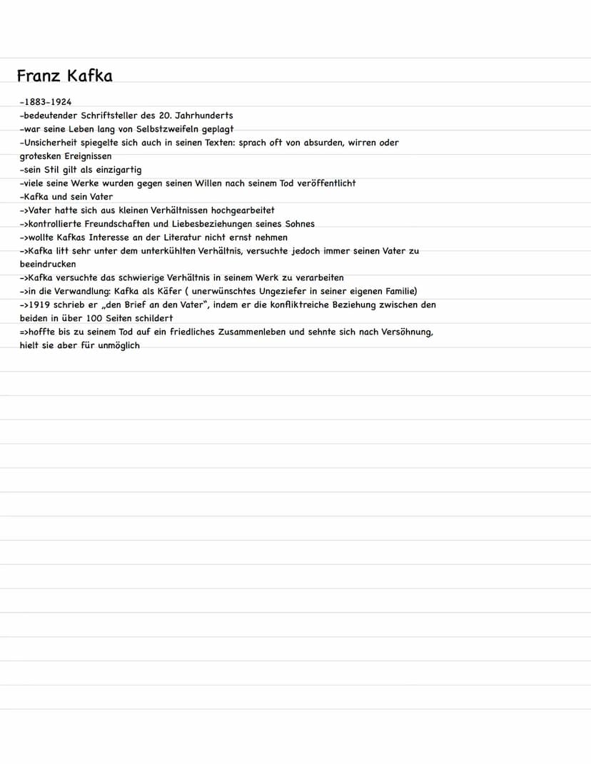  Veröffentlichung: 1915
Autor: Franz Kafka
Gattung:Erzählung
Epoche:Expressionismus
Hauptfiguren:Gregor Samsa, Grete Samsa, Mutter, Vater
Ei