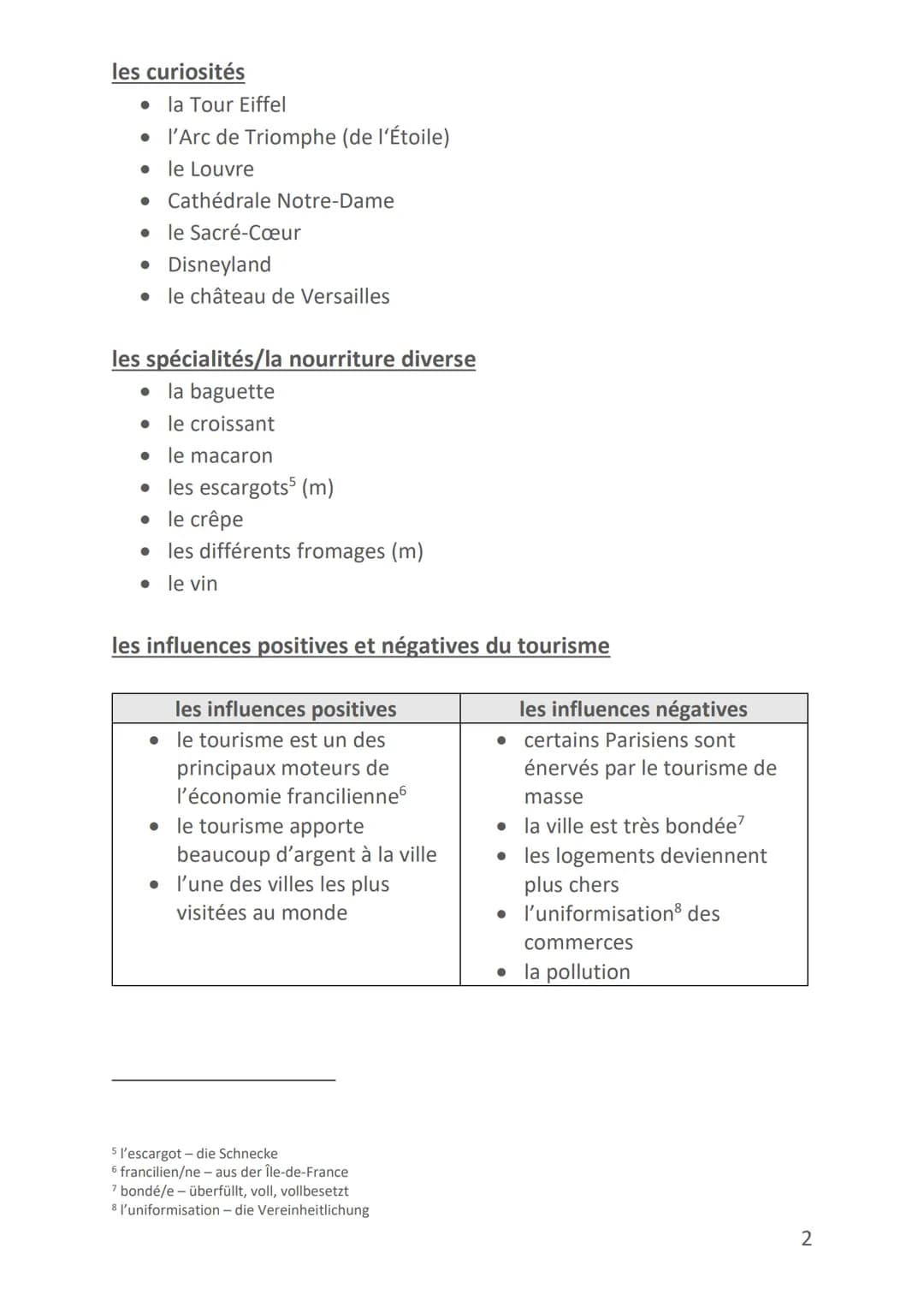 Themen:
Vorbereitung: Französisch-Abitur
La métropole Paris (1-5)
• Bruxelles (5-8)
• Le Sénégal (8-12)
• Une société multiculturelle (immig