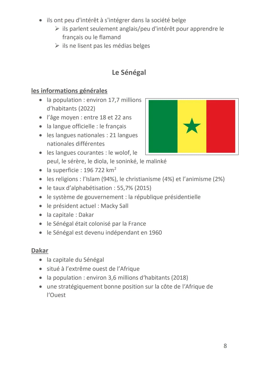 Themen:
Vorbereitung: Französisch-Abitur
La métropole Paris (1-5)
• Bruxelles (5-8)
• Le Sénégal (8-12)
• Une société multiculturelle (immig