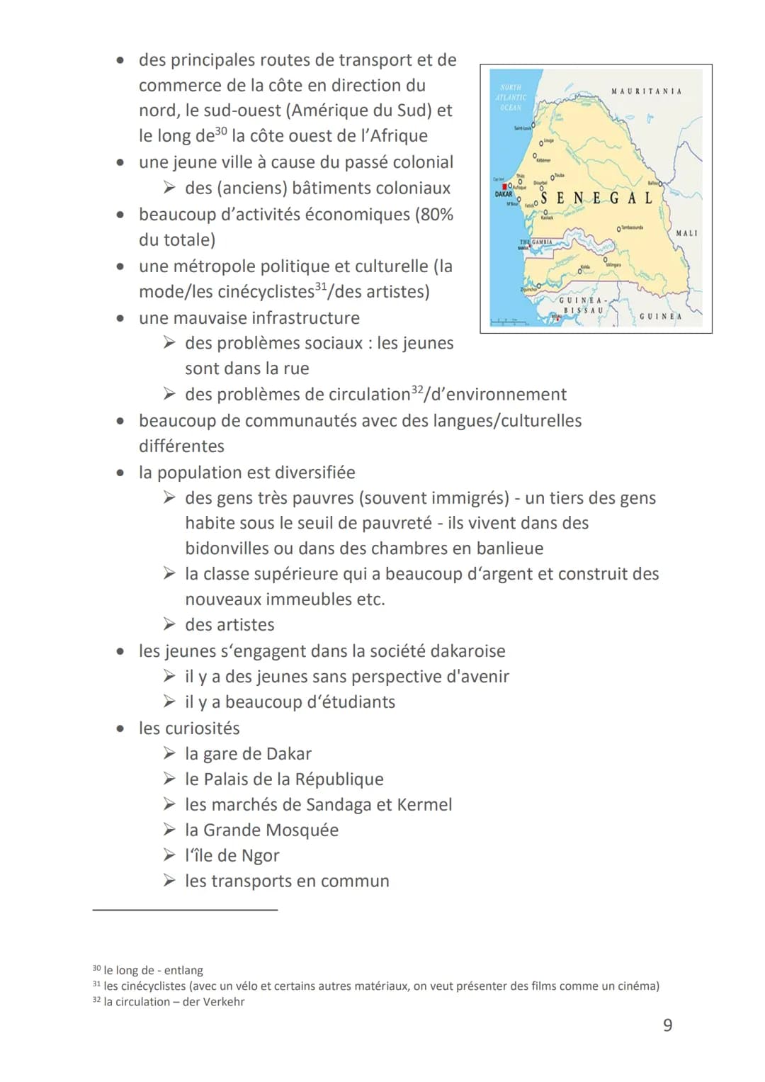 Themen:
Vorbereitung: Französisch-Abitur
La métropole Paris (1-5)
• Bruxelles (5-8)
• Le Sénégal (8-12)
• Une société multiculturelle (immig