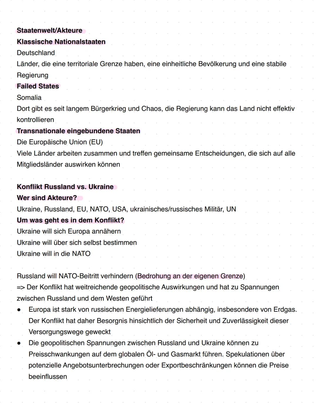 Politik und Wirtschaft Q3
Q3.1 Internationale Konflikte und Konfliktbearbeitung in einer differenzierten
Staatenwelt
Analyse eines aktuellen