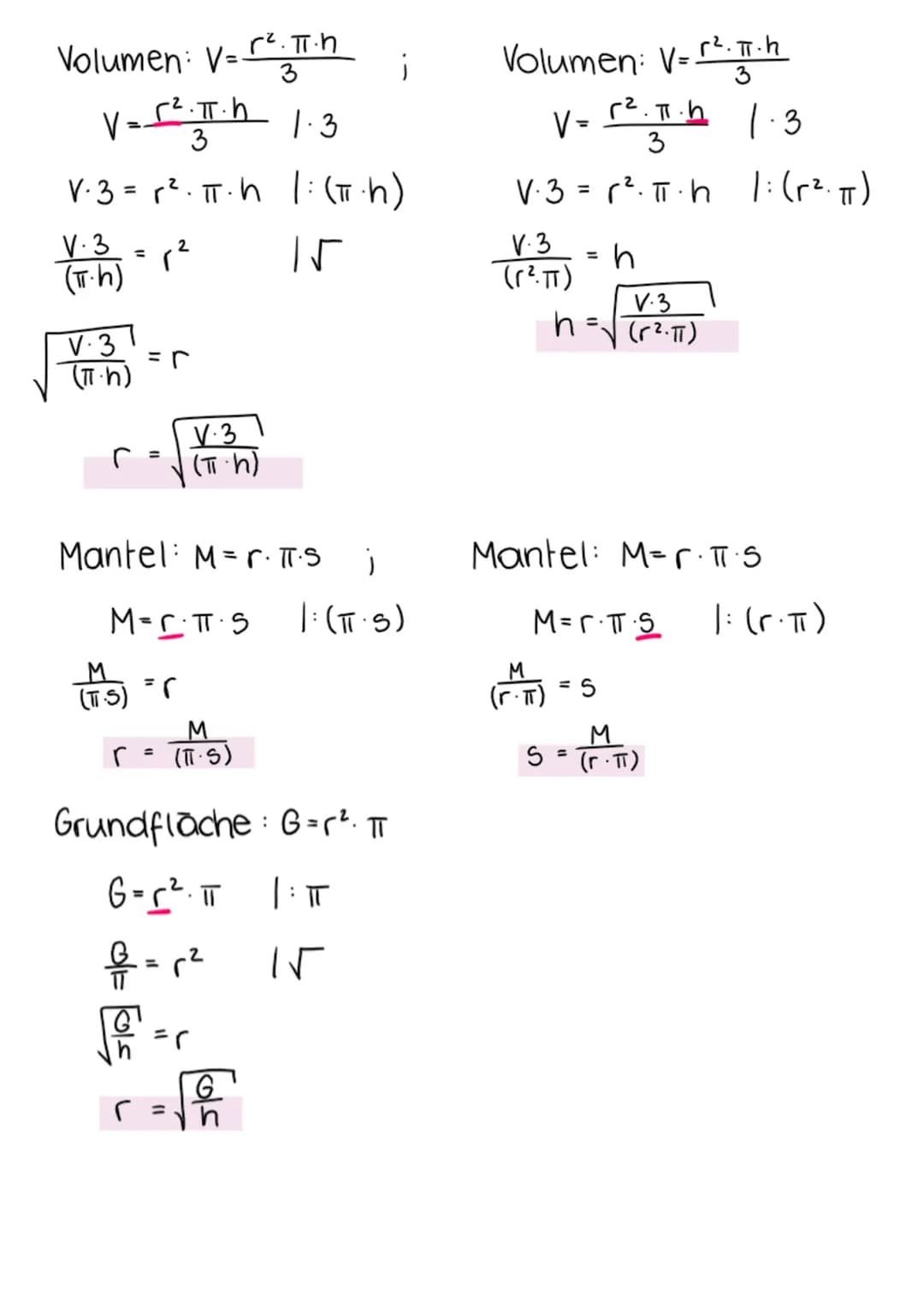 G
M
G
DREHZYLINDER
d-Durchmesser ; 0 = Oberfläche
h-Körperhöhe
ju - Umfang
V = Volumen
M = Mantelfläche
6 = Grundfläche; r = Radius (hälfte 