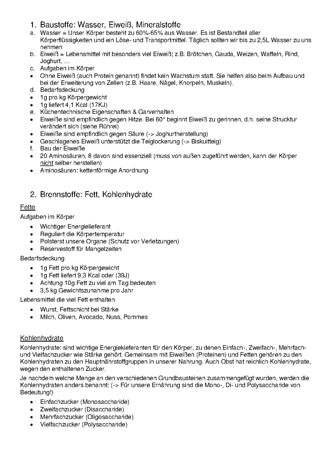 Nährstoffe und ihre Eigenschaften: Übersicht und Materialien