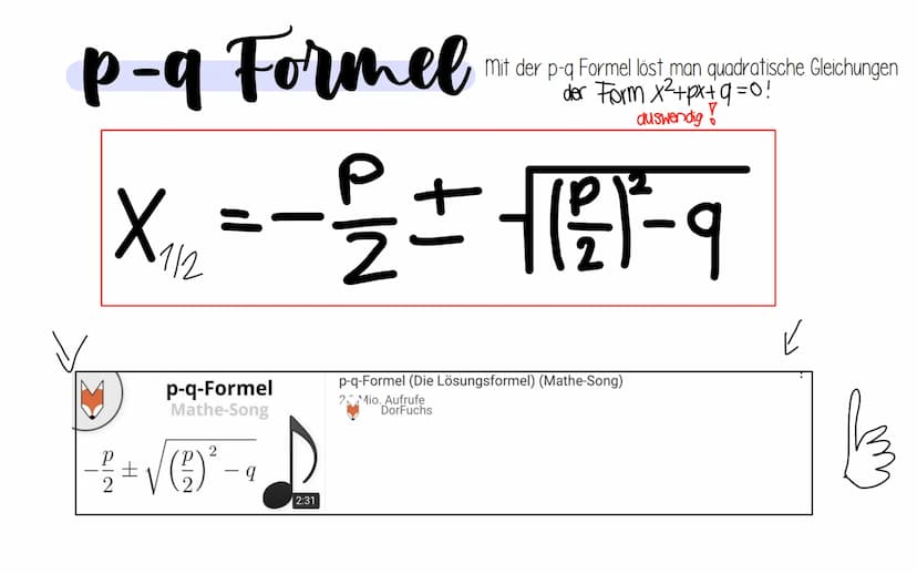 Die PQ Formel
+¢¢¢¢¢ Hallo!
Herzlich Willkommen zu unserem tollen Referat über die
p-q Formel 1. Die p-q Formel
2. Übungsaufgabe
(3. Die Her