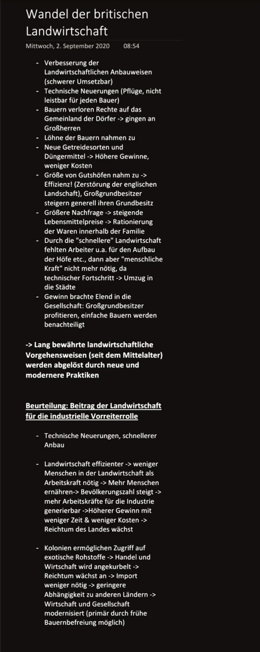 Wandel der britischen
Landwirtschaft
Mittwoch, 2. September 2020 08:54
- Verbesserung der
Landwirtschaftlichen Anbauweisen
(schwerer Umsetzb