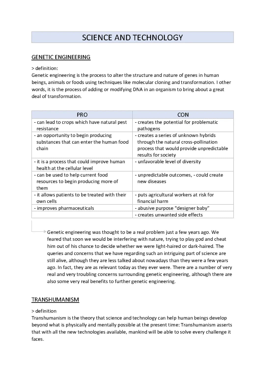 Pros and Cons of Genetically Modified Foods and Transhumanism Explained