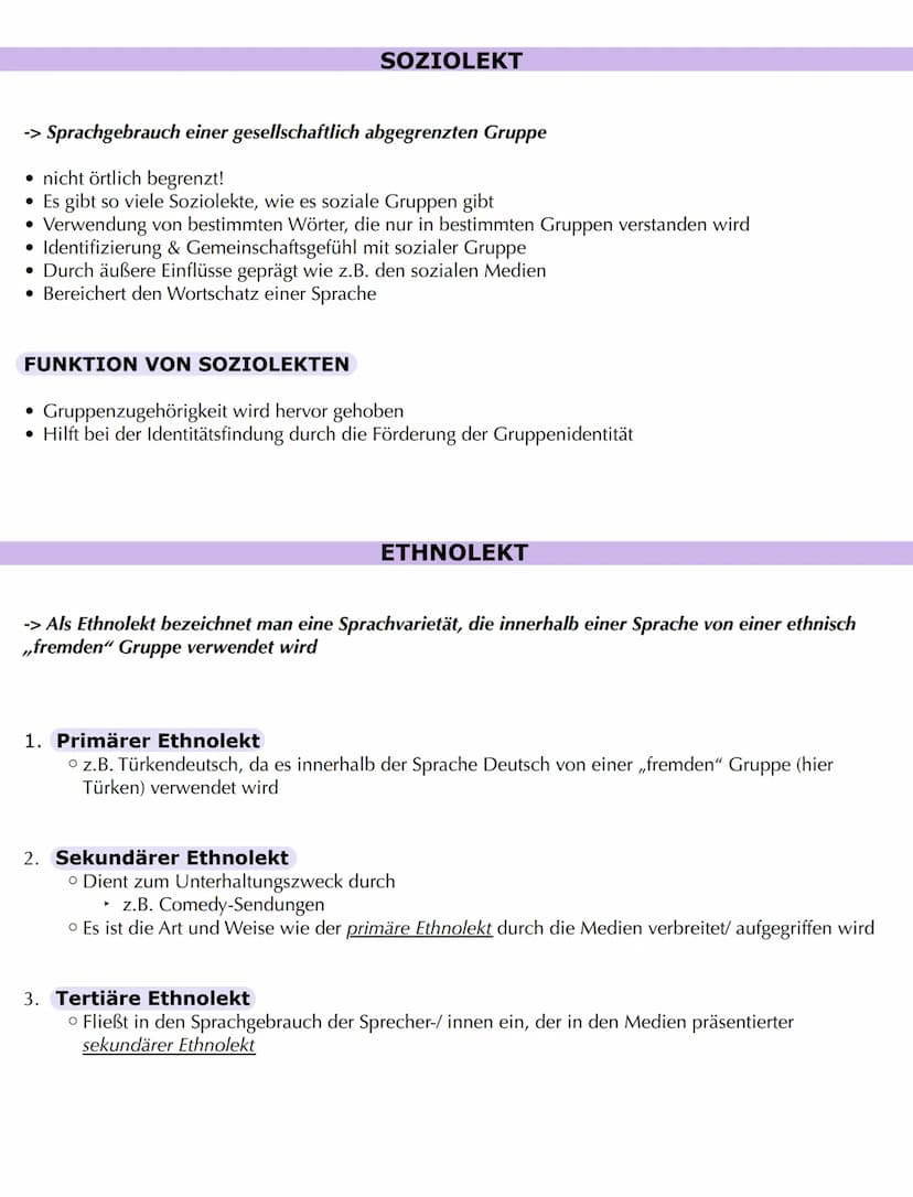 Sprachvarelitäten
ALLGEMEIN/ DEFINITION
-> Modifizierung oder Erweiterung der Standardsprache
• (Standardsprache= allgemein verbindlich, ein