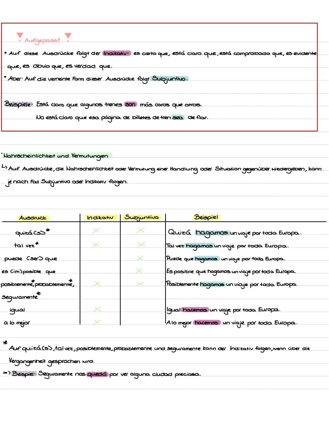 Subjuntivo
El uso del Subjuntivo
Äußerungen im Subjuntivo bringen die Einstellung oder Auffassung des Sprechers zu der von ihm übermittelten
