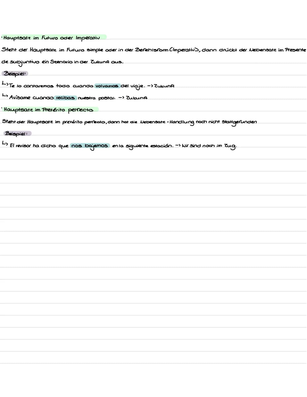 Subjuntivo
El uso del Subjuntivo
Äußerungen im Subjuntivo bringen die Einstellung oder Auffassung des Sprechers zu der von ihm übermittelten