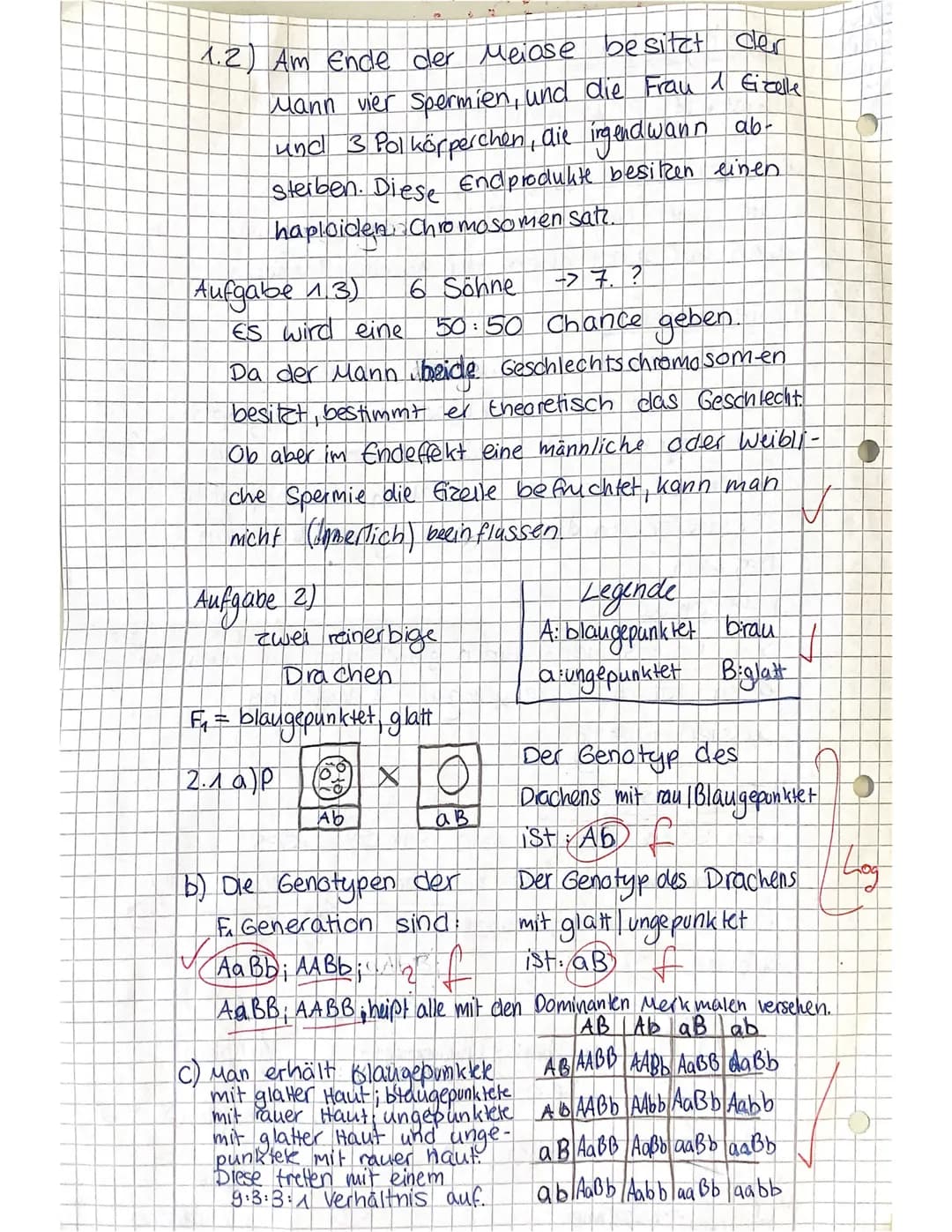 Name: Elisa Grobler
JS 1/1
4stündig
Aufgabe
VP
1.1 1.2
4
a)
1.3
c)
Biologie KA Nr. 1
2.2
2
2.1
2 2
7
erreichte VP 2,52 25 15,5
3.1
6
Aufgabe