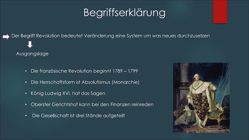 Die französische
Revolution
DER VORREITER DER EUROPÄISCHEN DEMOKRATIE 1. Ausgangslage
2. Die drei Stände
Inhaltsverzeichnis
3. Ursache für d