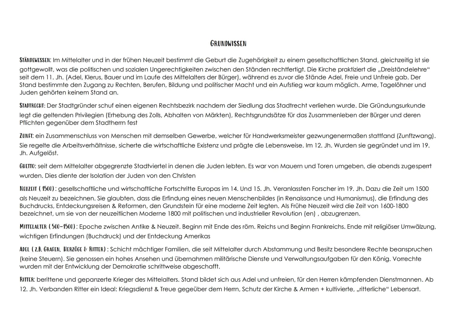 DER ADEL (tu protege):
Kaiser/ König, Herzöge, (Kur-) Fürsten,
Reichsritter, Landesfürsten
● Herrschaftsaufgaben =
Wehrstand, Geburtsstand
B