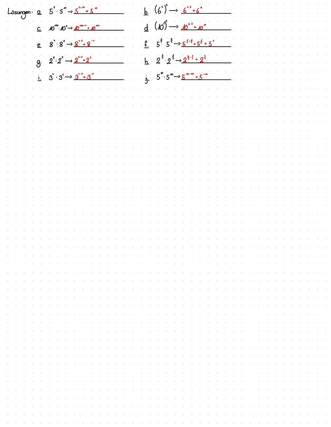 Rechenregeln für Potenzen
Potenzen mit gleicher Basis.
2³-2=2·2·2·2·2·2·2=2²
Man multipliziert zwei Potenzen, in dem die Exponenten addiert 