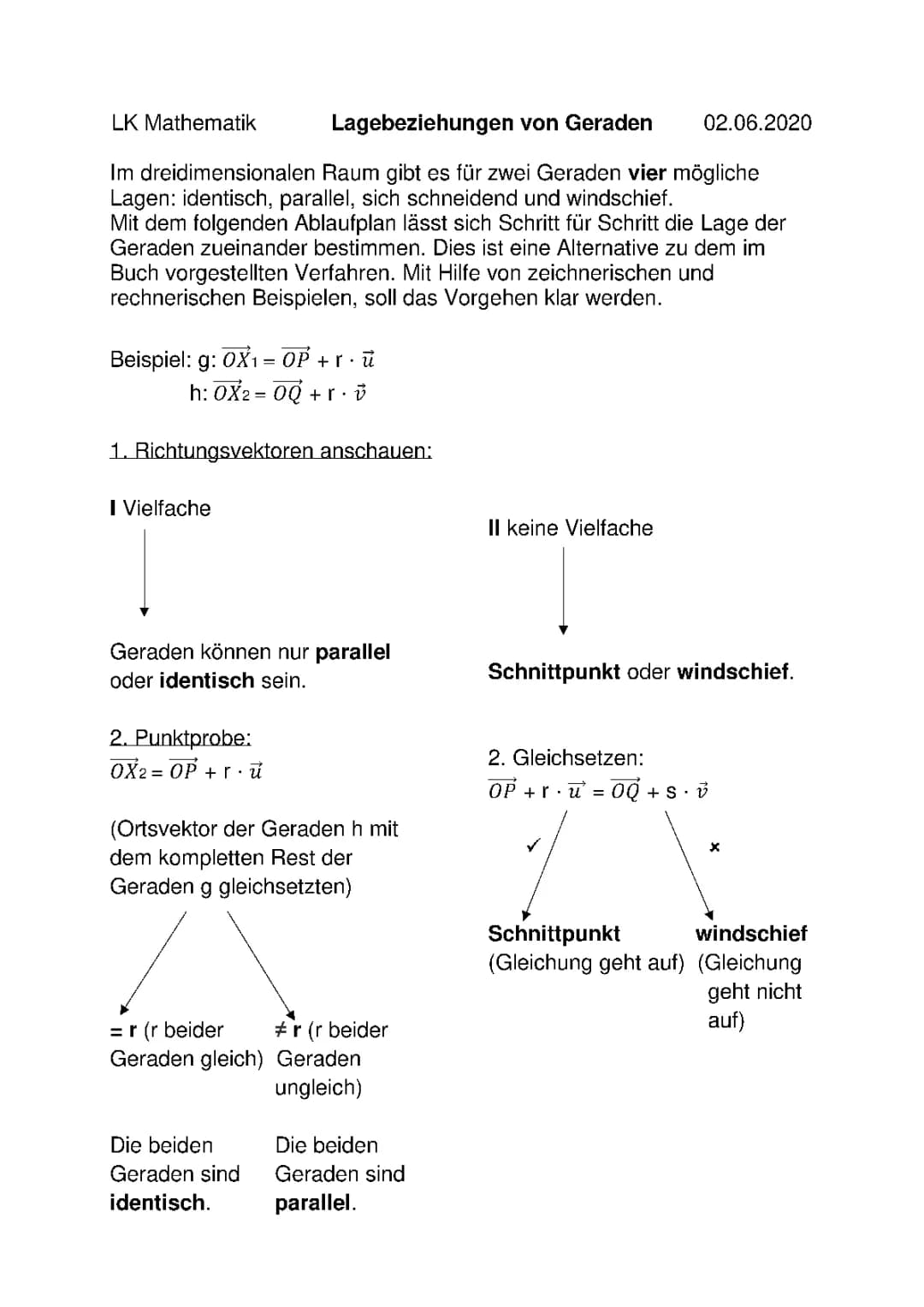 Lagebeziehungen von Geraden