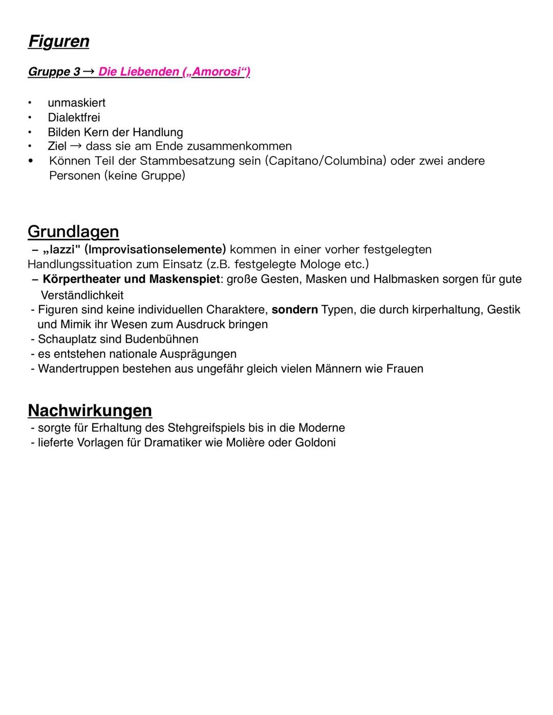 Commedia dell´Arte (1550-1750)
Herkunft:
- entstand im 16.Jhd
- über 200 Jahre lang einflussreichste Theaterform Europas
- italienisches Imp