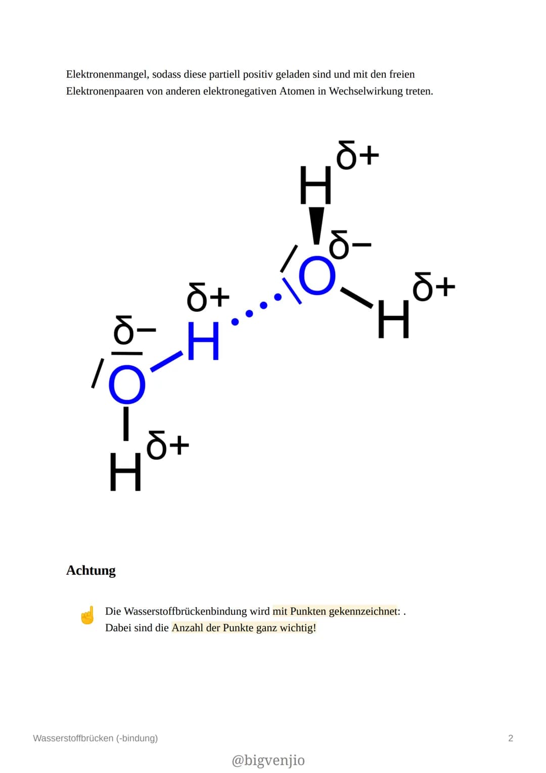 @Bigvenjio x Knowunity
Chemie
Wasserstoffbrücken (-bindung)
Definition
Eine chemische Bindung bzw. Wechselwirkung zwischen Molekülen und Was