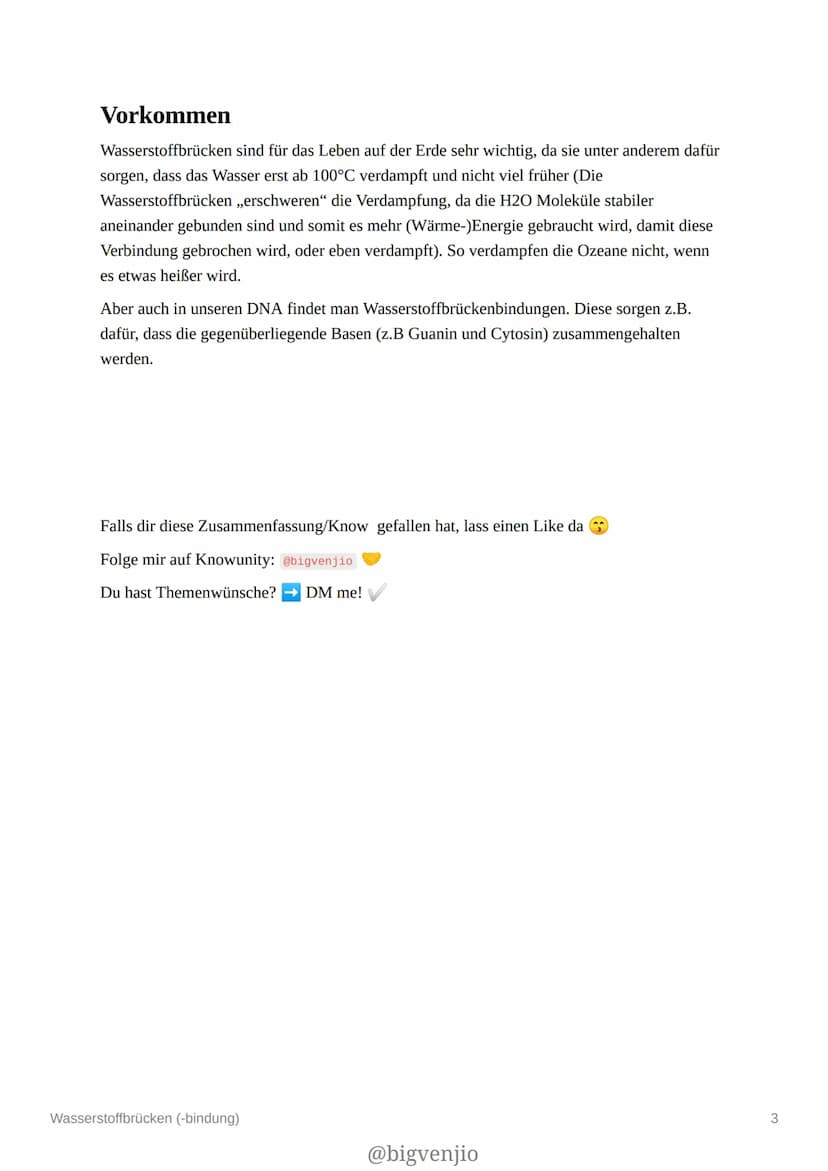 @Bigvenjio x Knowunity
Chemie
Wasserstoffbrücken (-bindung)
Definition
Eine chemische Bindung bzw. Wechselwirkung zwischen Molekülen und Was