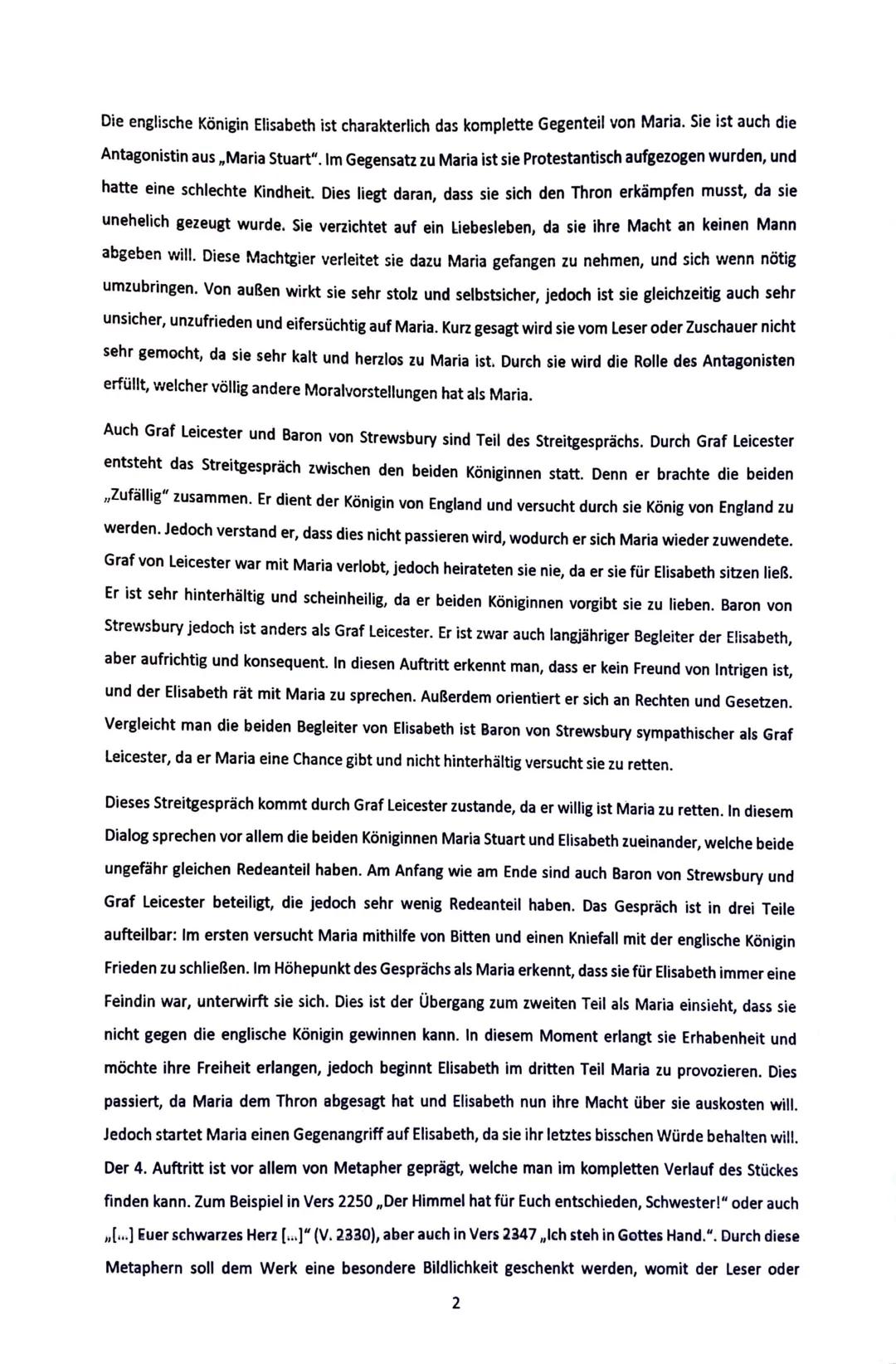 ANALYSE DES HÖHEPUNKTES AUS „MARIA STUART" - 3. AUFZUG, 4. AUFTRITT
Das Werk von Friedrich Schiller stellt in diesen Textausschnitt den Höhe