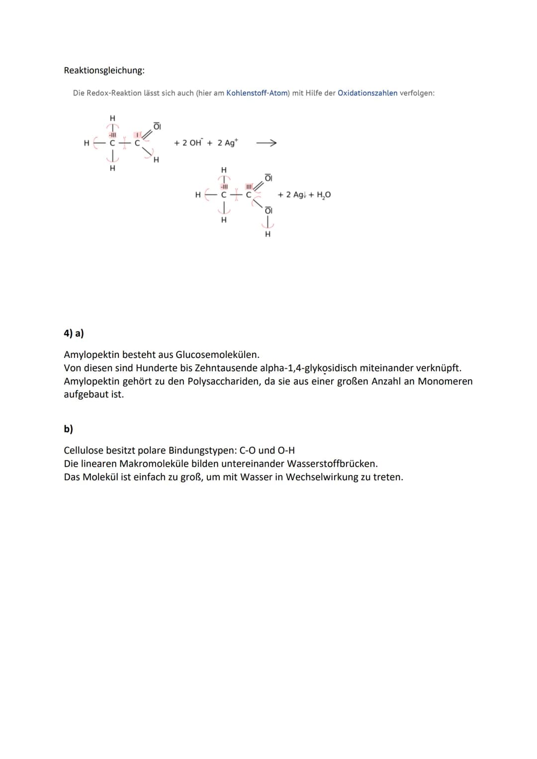 Monosaccharide:
Hexose (Zucker mit 6 C- Atomen)
- ose -> Zucker
Glucose
Traubenzucker
Summen formel: C6H12O6
Aldose
H
H - COH
H-
I
он - с - 