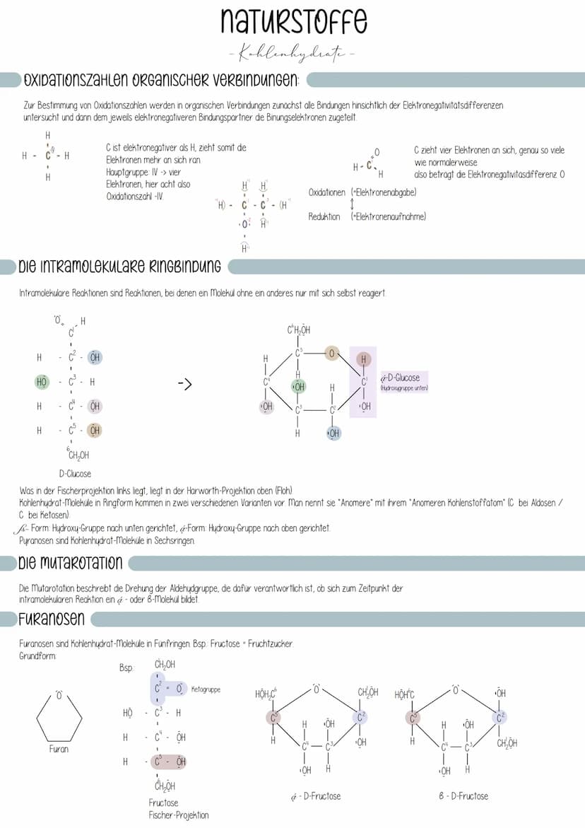 Monosaccharide:
Hexose (Zucker mit 6 C- Atomen)
- ose -> Zucker
Glucose
Traubenzucker
Summen formel: C6H12O6
Aldose
H
H - COH
H-
I
он - с - 
