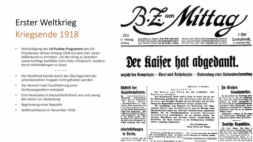 Erster Weltkrieg
(1914-1918)
Kriegsgründe
●
Wettrüsten
Wettbewerb und Streit um den Besitz von Kolonien
Ausbreitender Nationalismus und Mili