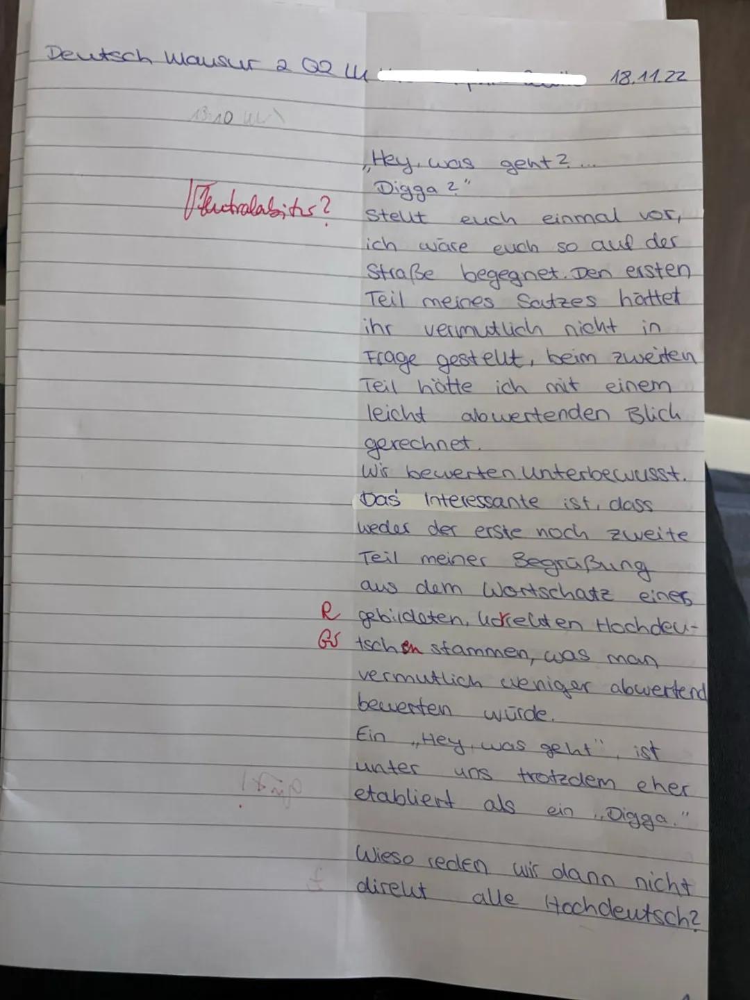 Q2 LK D
Aufgabenart: Materialgestütztes Schreiben
Thema: Sprache Denken Wirklichkeit
betrof
Aufgabenstellung:
2. Klausur
Eine populärwissens