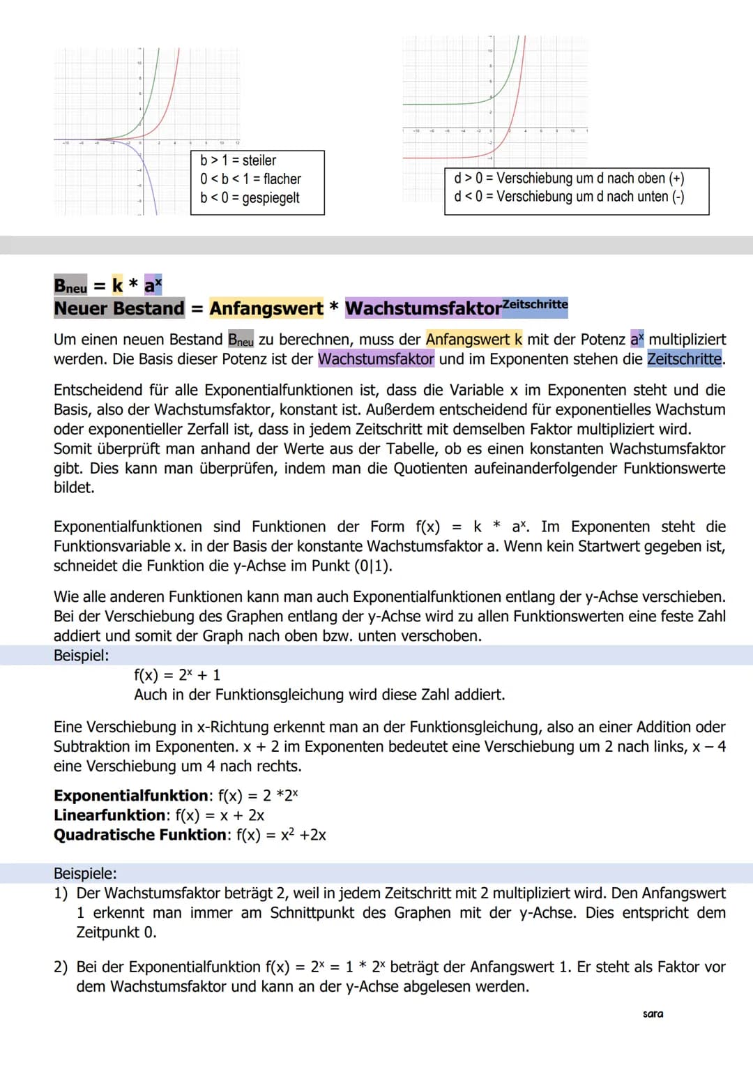 exponentialfunktion
wachstum und zerfall:
= No * at
N (t)
N (t) = Endwert
No = Anfangswert
at = WachstumsfaktorZeit
No =
N(t)
at
exponentiel