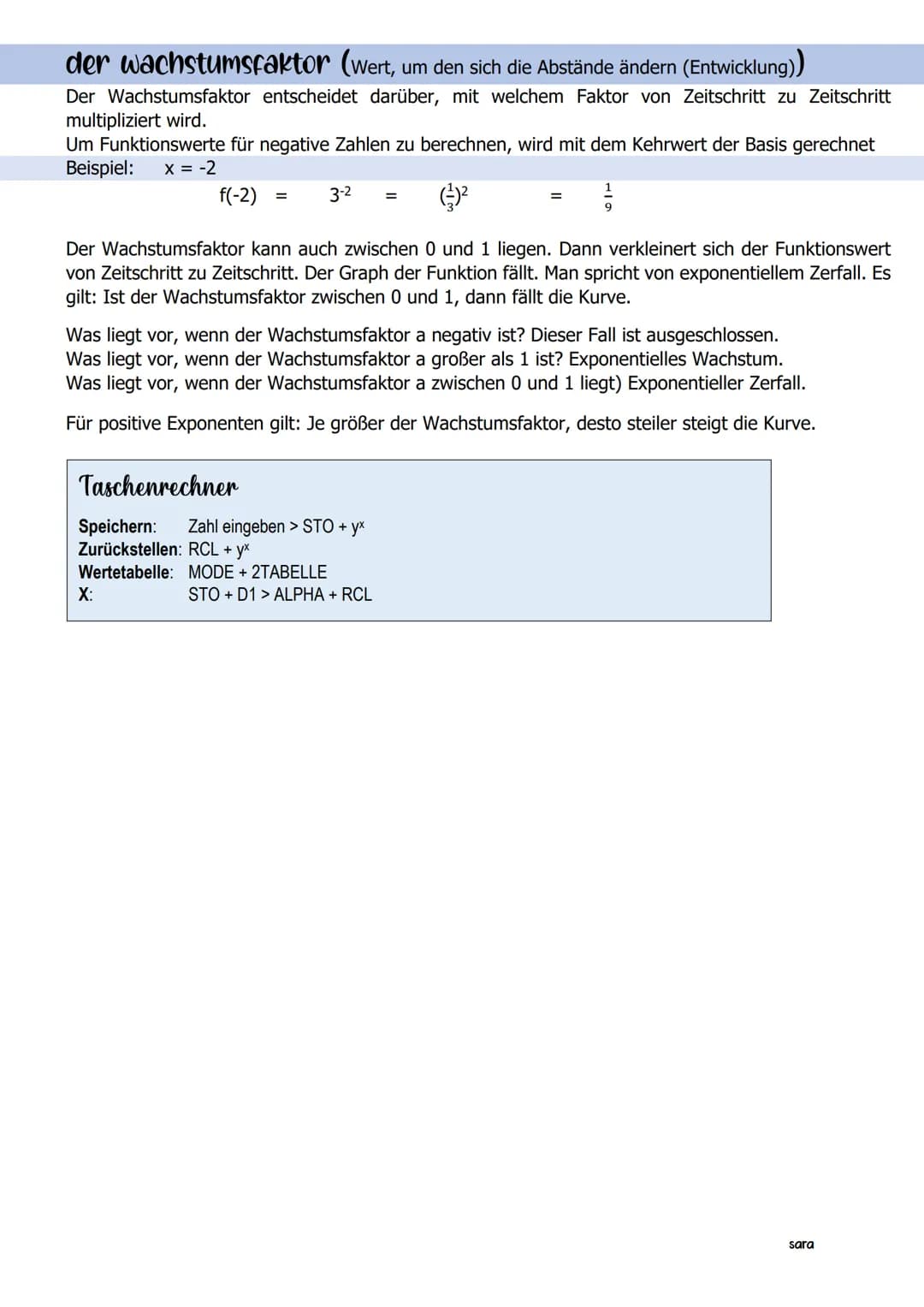exponentialfunktion
wachstum und zerfall:
= No * at
N (t)
N (t) = Endwert
No = Anfangswert
at = WachstumsfaktorZeit
No =
N(t)
at
exponentiel