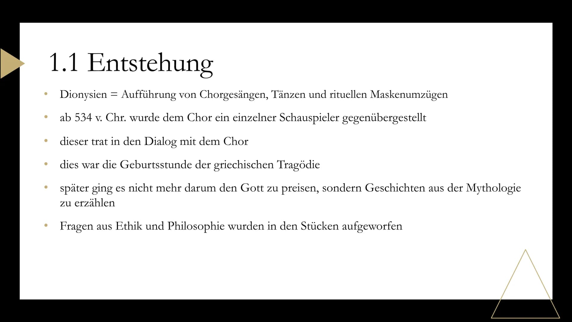Das Griechische
Theater
und
Die Theorie des
Aristoteles Gliederung
1. Was ist das Griechische Theater?
1.1 Entstehung
1.2 Aufbau des Theater