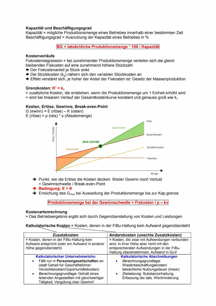 Kosten- und Leistungsrechnung: Vollkostenrechnung
= Erfassung der Kosten und deren Verrechnung auf die Erzeugnisse (Kostenträger)
Erfassung 