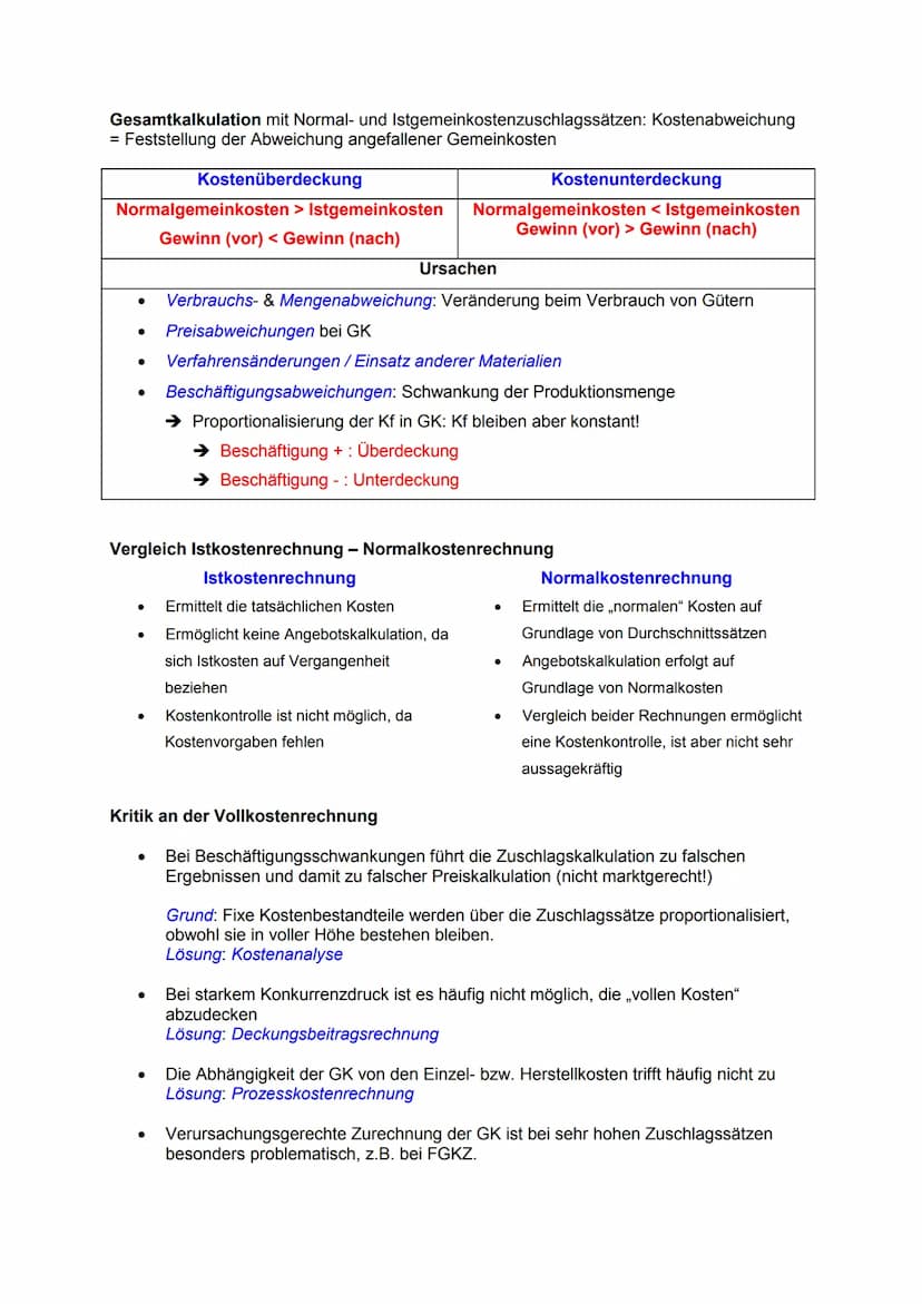 Kosten- und Leistungsrechnung: Vollkostenrechnung
= Erfassung der Kosten und deren Verrechnung auf die Erzeugnisse (Kostenträger)
Erfassung 