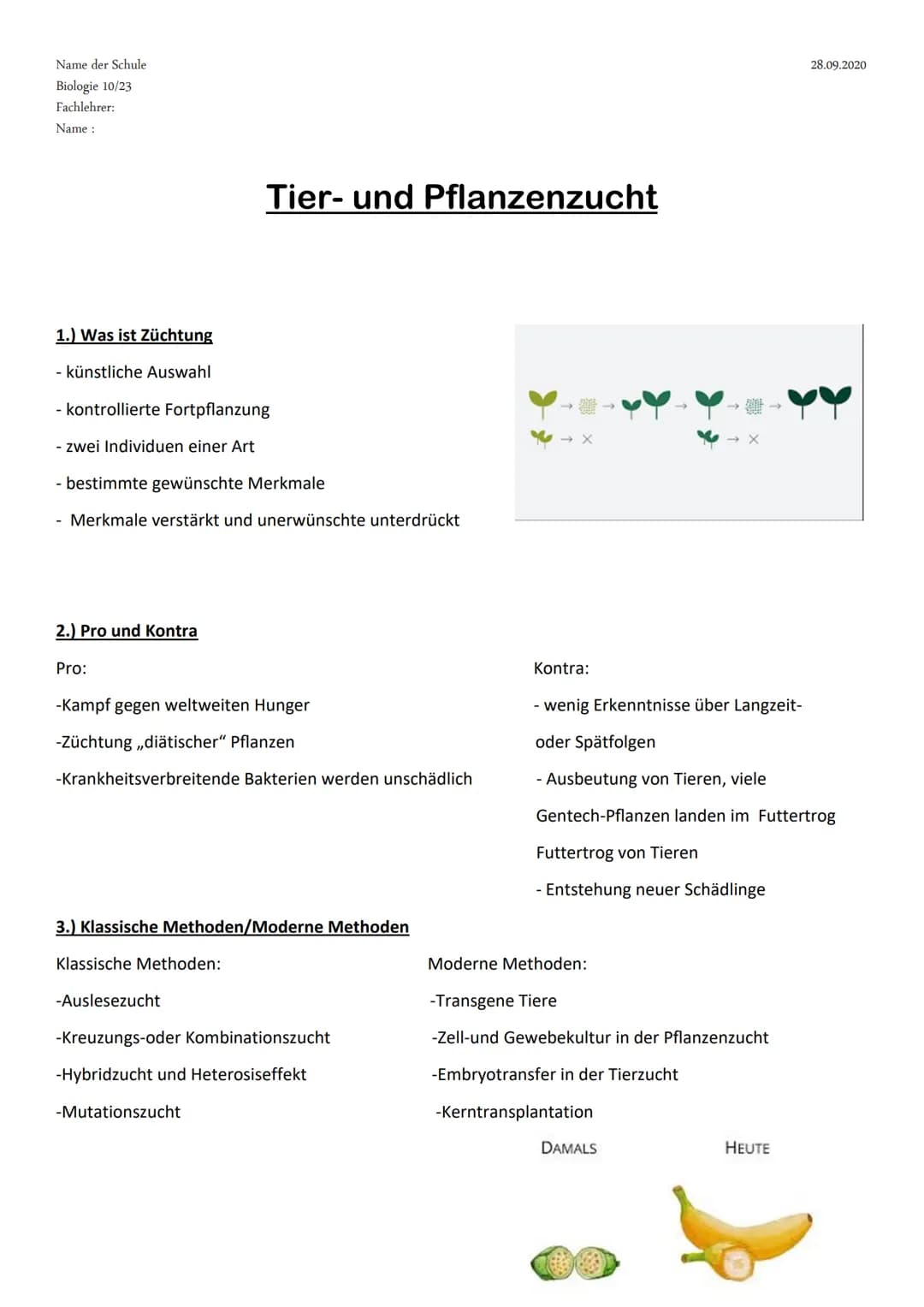 11 554
Tier und Pflanzenzucht
e
000.00 Name der Schule
Biologie 10/23
Fachlehrer:
Name :
1.) Was ist Züchtung
- künstliche Auswahl
- kontrol