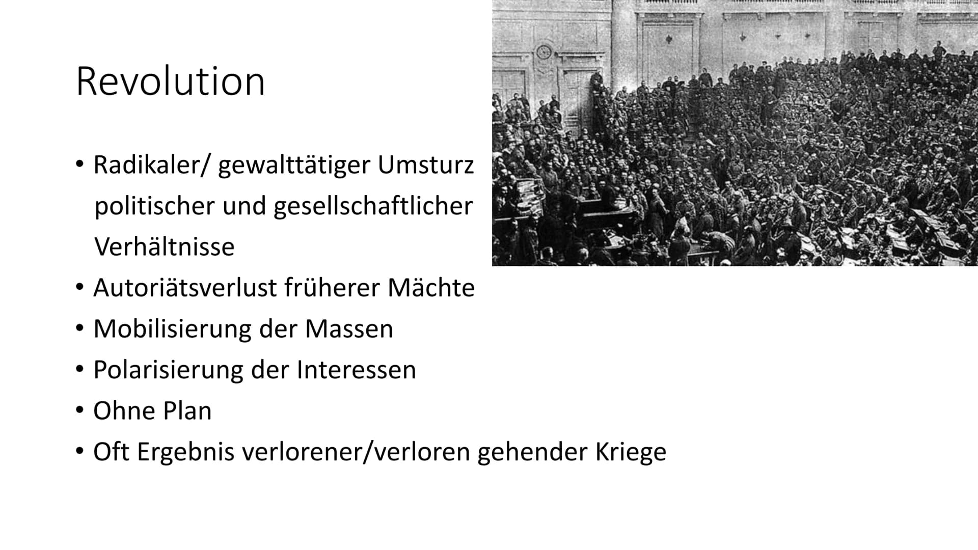  Geschichte Basisfach
Handout Oktoberrevolution 1917 Russland
Merkmale Revolution:
Radikaler & gewalttätiger Umsturz politischer und gesells