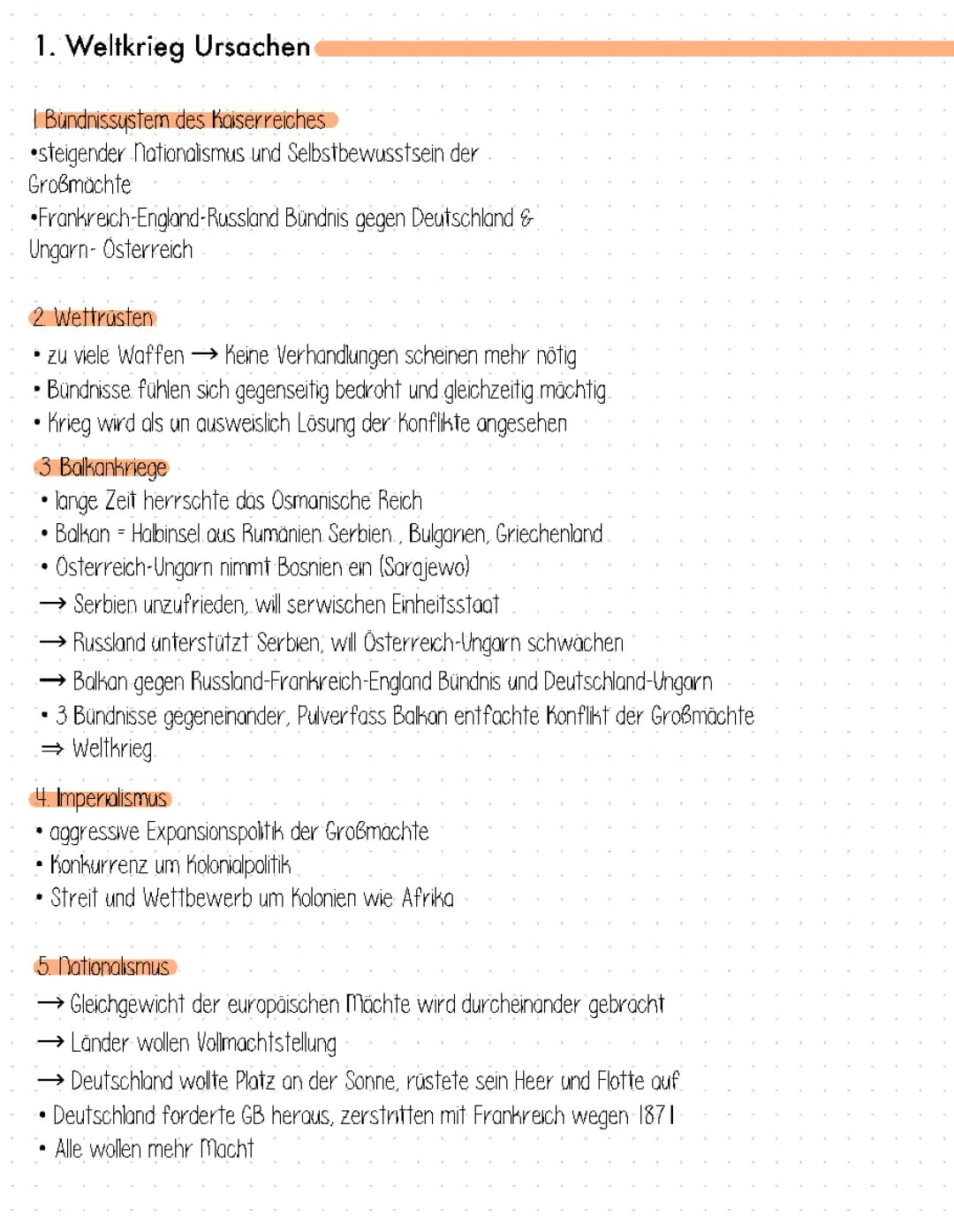 1. Welkrieg Ursachen und Anlass 