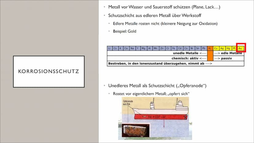 KORROSION UND
KORROSIONSSCHUTZ ●
●
ROST
Allgemein: stoffliche Veränderung oder Zersetzung von Metall
Reaktion von Wasser und Sauerstoff
Salz