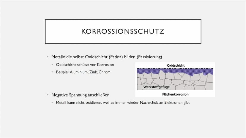 KORROSION UND
KORROSIONSSCHUTZ ●
●
ROST
Allgemein: stoffliche Veränderung oder Zersetzung von Metall
Reaktion von Wasser und Sauerstoff
Salz
