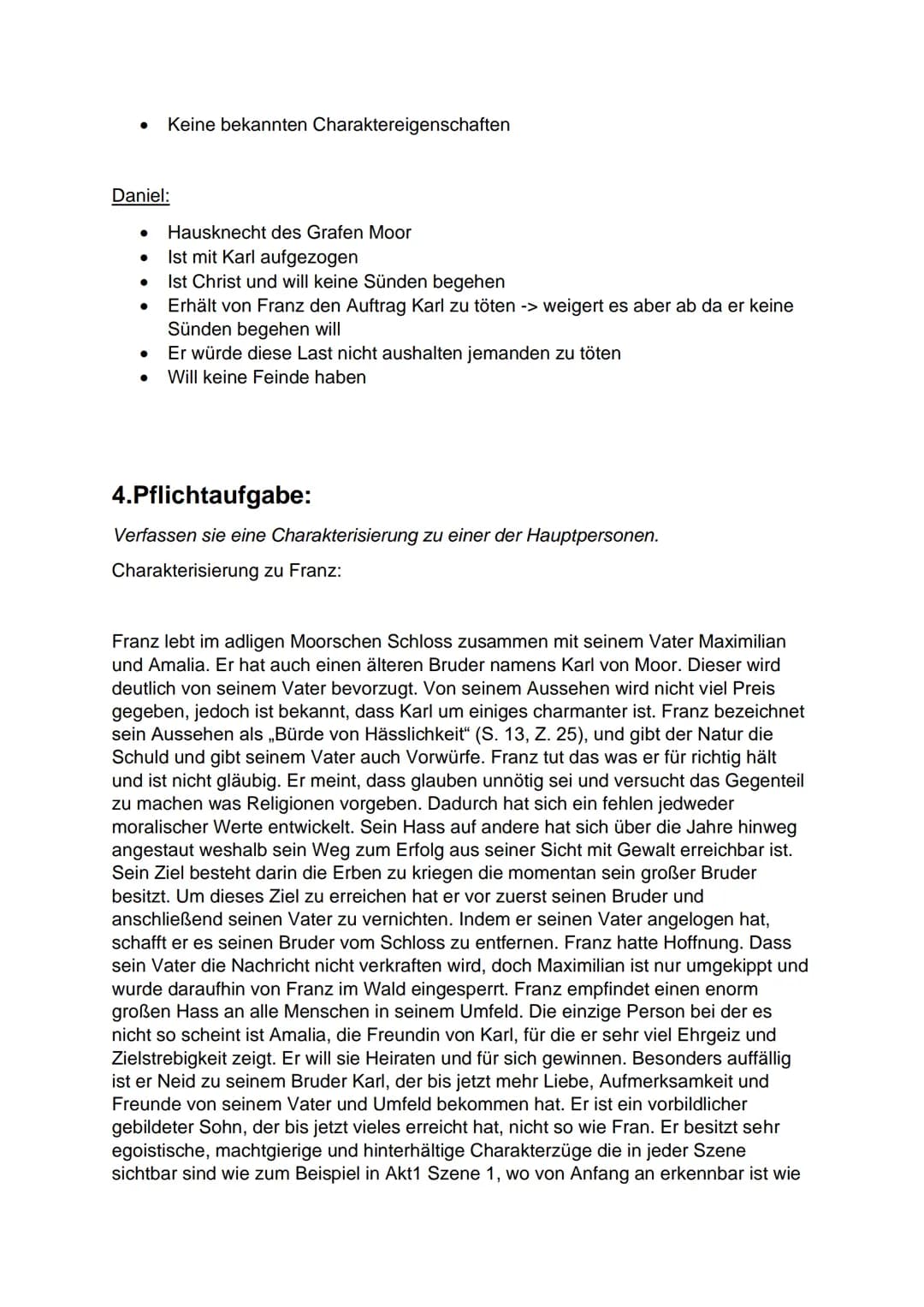 2. Pflichtaufgabe:
Erstellen sie eine Übersicht darüber, was in jeder Szene passiert. Arbeiten sie so,
dass sie die Übersicht zur Prüfungsvo