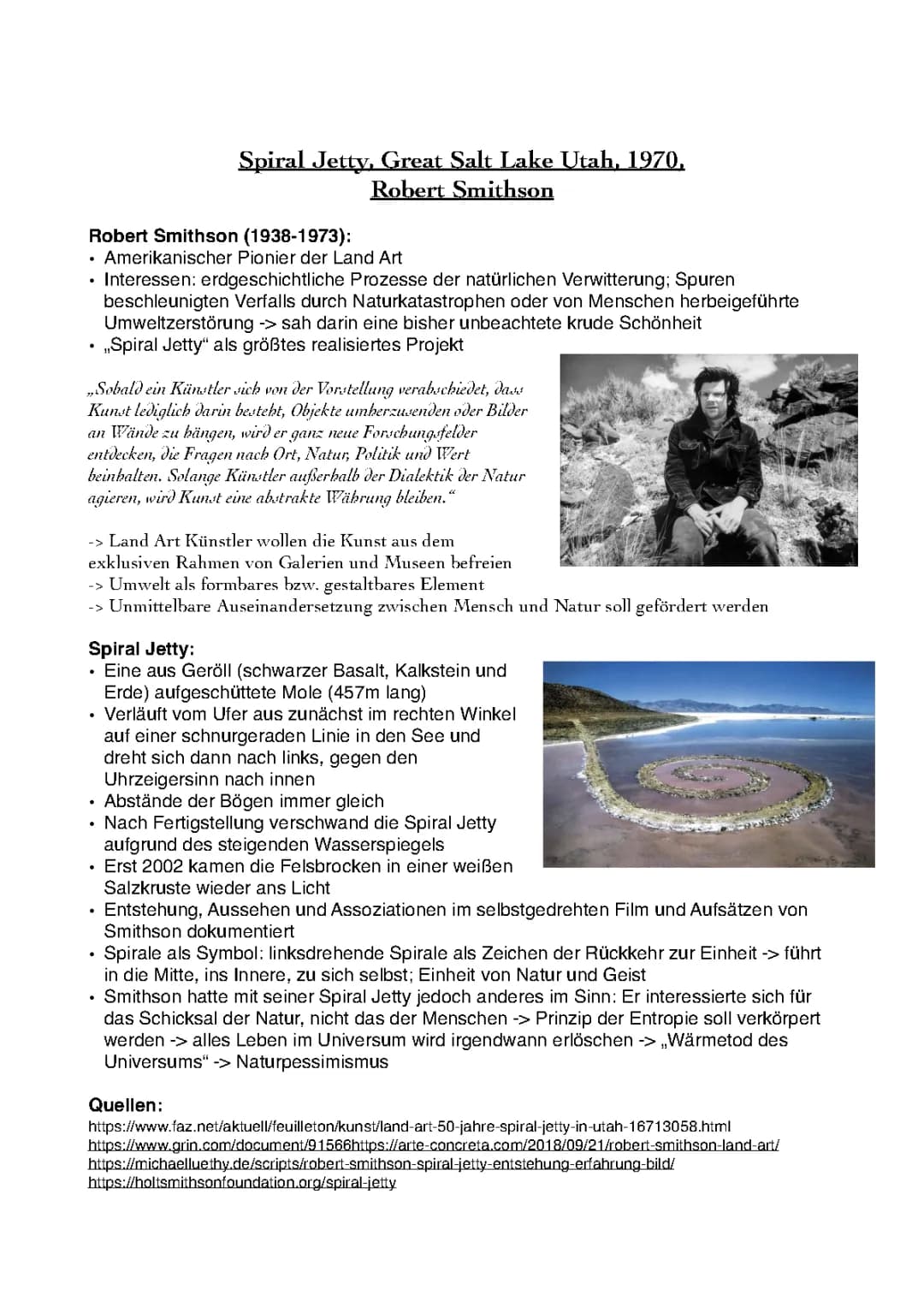 Robert Smithson und die Landart: Spiral Jetty und Mehr
