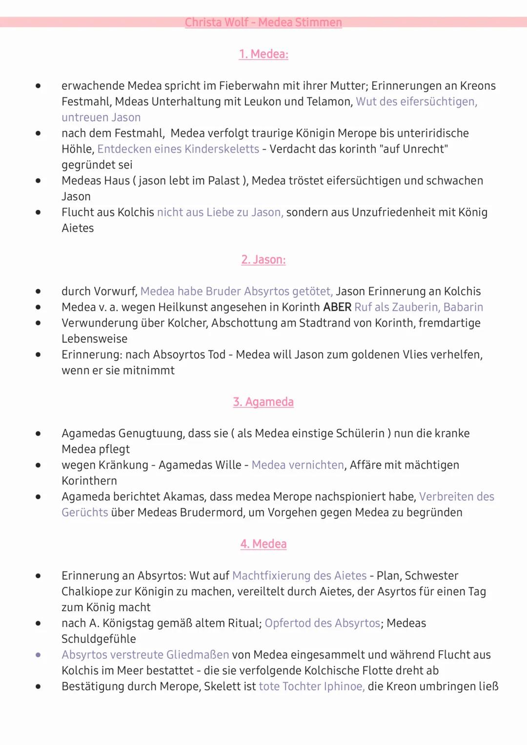 Christa Wolf - Medea Stimmen

1. Medea:

- erwachende Medea spricht im Fieberwahn mit ihrer Mutter; Erinnerungen an Kreons
Festmahl, Mdeas U