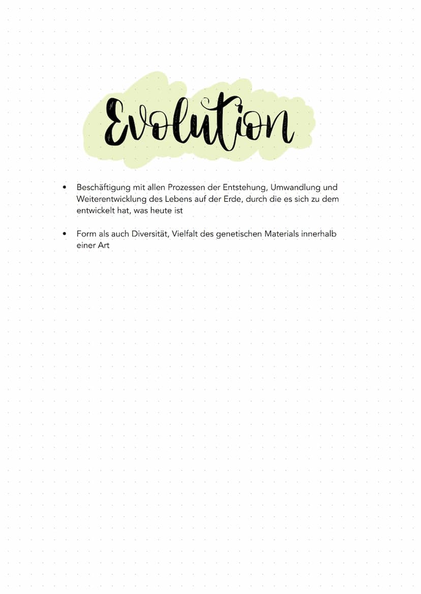 Evolution
$ Evolution
Beschäftigung mit allen Prozessen der Entstehung, Umwandlung und
Weiterentwicklung des Lebens auf der Erde, durch die 