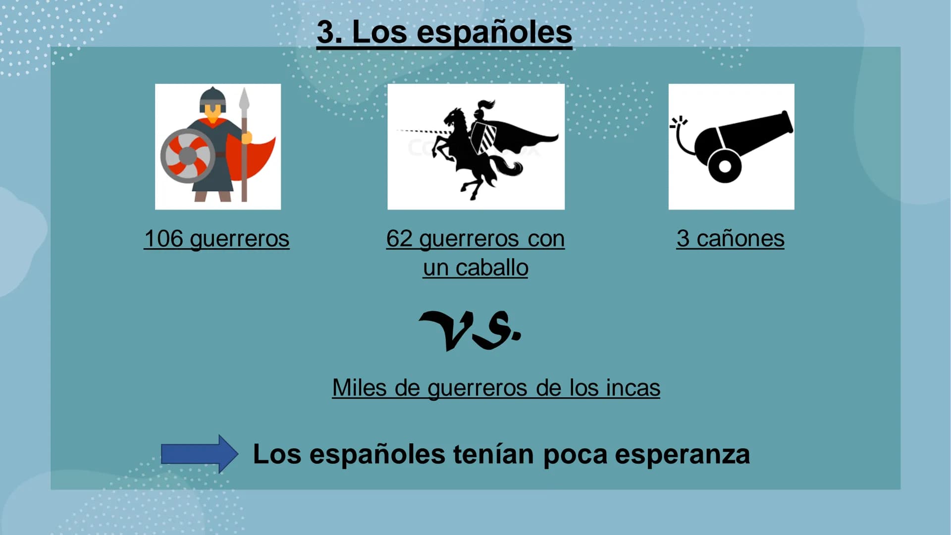 EL FINAL DEL IMPERIO INCA
Julia S.
DEPAVIENIYINIO AS
35
ooooo 5. La profecía
6. El final
4. El
comienzo de
la guerra
La estructura
1. El imp