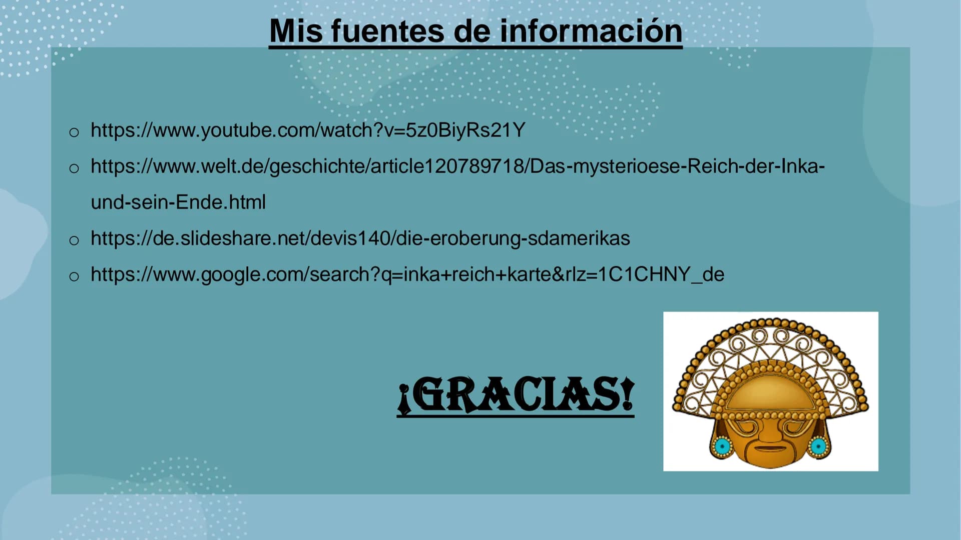 EL FINAL DEL IMPERIO INCA
Julia S.
DEPAVIENIYINIO AS
35
ooooo 5. La profecía
6. El final
4. El
comienzo de
la guerra
La estructura
1. El imp