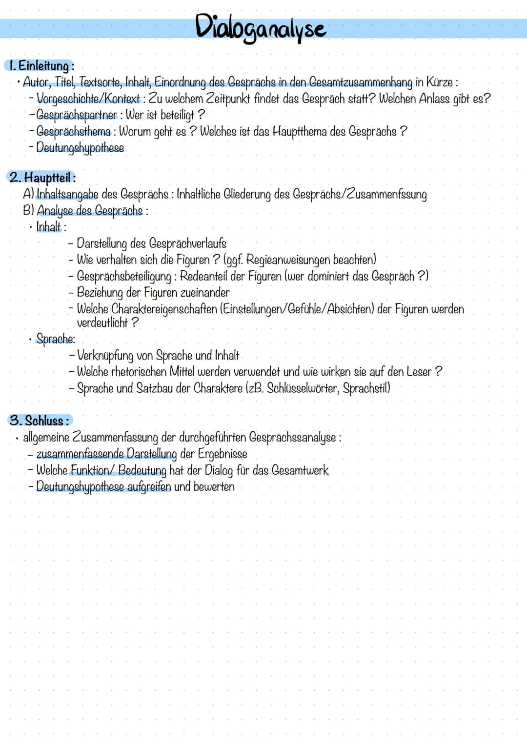 Dialoganalyse
1. Einleitung:
• Autor, Titel, Textsorte, Inhalt, Einordnung des Gesprächs in den Gesamtzusammenhang in Kürze :
- Vorgeschicht