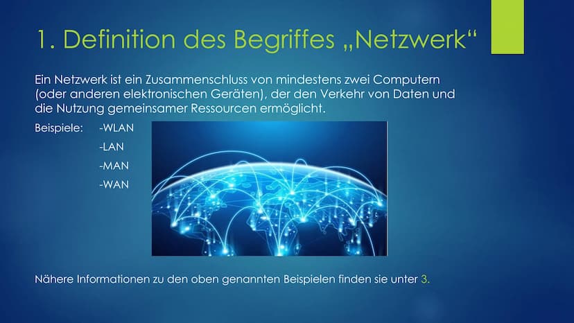 Computernetzwerke
EINE PRÄSENTATION VON FINN MEYER IM RAHMEN DES
INFORMATIKUNTERRICHT DER 10. KLASSE Die Gliederung
1. Definition des Begrif
